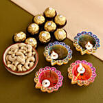 Multi Color Diyas With Kaju and Rocher