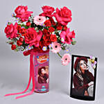 Personalised Vase Birthday Flowers and Caricature
