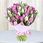 Pink White Tulips Bunch Deluxe