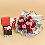 Red and Pink Roses Beauty Bouquet With Chocolates