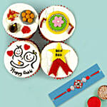 Red Pearl Rakhi and Cup Cakes