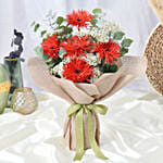 Red Spider Gerberas & Rice Flower Bouquet