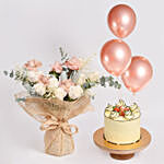 Rose Affection Cake and Balloons