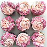 Rosy Delight Designer Vanilla Cupcakes Set Of 6