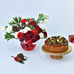 Seasons Greetings Flowers with Cherry Plum Cake