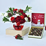 Seasons Greetings Flowers with Chocolates