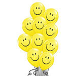 10 بالونات مطاطية صفراء معبأة بالهيليوم مع إيموجي الابتسامة