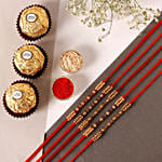 Sneh Colourful Pearl Rakhi Set with 3 Ferrero Rocher