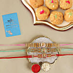 Sneh Vibrant Meenakari Rakhi Set & Besan Laddoos