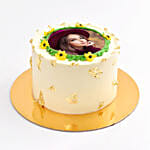 Sun Flower Photo Cake With Golden Leaves Chocolate