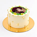 Sun Flower Photo Cake With Golden Leaves Marble