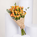 بوكيه ورد بيبي روز لون برتقالي في غلاف بيج - هدية منعشة