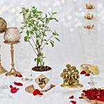 Tulsi Plant With Laxmi Ganesha Idol