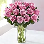 Vase Of 18 Mystic Purple Roses