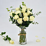 Vase Of Elegant 12 White Roses