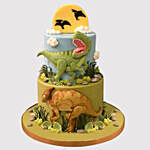 2 Tier Dinosaur Theme Marble Cake