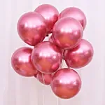 10 بالونات كروم مطاطية وردية معبأة بالهيليوم