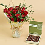20 Red Roses Mesmerizing Bouquet With Chocolates