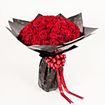 ورد عيد الحب - باقة 111 وردة جوري حمراء في غلاف أسود أنيق 