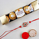 Appealing Floral Rakhi and 6 Pcs Ferrero Rocher