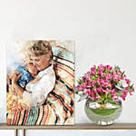 Beautiful Flower Arrangement And Photoframe Combo