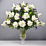 Beauty of White and Blue Flowers Vase