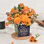 Best Boss Ever Flowers Vase