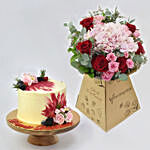 Birthday Surprise Chocolate Cake and Flowers