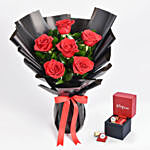 Bunch of Beautiful 6 Red Rose with Chocolates