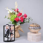 Carricature Fun Frame Flowers and Chocolates