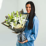 Charming White Lilies Bouquet Deluxe