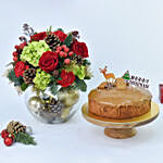 Christmas Sparkles Flower Arrangement with Cake