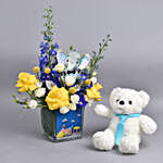 Congrats Its a Boy Flowers With Teddy