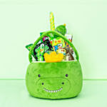 هدايا أطفال - حلويات كاندي ليشيوس في سلة دينو الخضراء