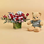 Endless Love Flower Arrangement With Teddy