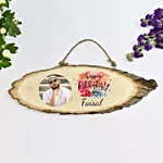 Engraved hanging Wooden Log for Father