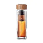 Engraved Text Glass Flask with Bamboo Cap