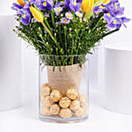 Feb Birthday Flower Iris & Tulips with Rocher