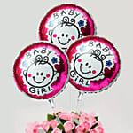 Pink Roses Bouquet with Balloons