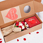 Red and Pink Roses with Cake in a Box