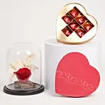 Red Forever Rose with Chocolate in Box
