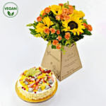 One Kg Vegan Fruit Cake with Flowers