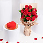 Love Expression Valentine 12 Roses And Cake
