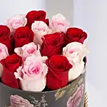 7 Red 7 Pink Rose In Printed Box