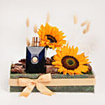 Versace Pour Oud Noir For Him with Sunflowers