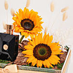 Versace Pour Oud Noir For Him with Sunflowers
