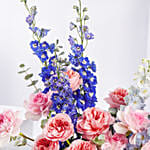 Garden Roses and Delphinium Arrangement