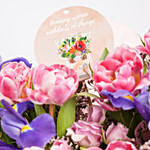 Pink Garden Tulip and Iris Flowers Bouquet