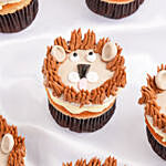 Cute Lion Designer Vanilla Cupcakes Set Of 6