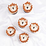 Cute Lion Designer Vanilla Cupcakes Set Of 6
